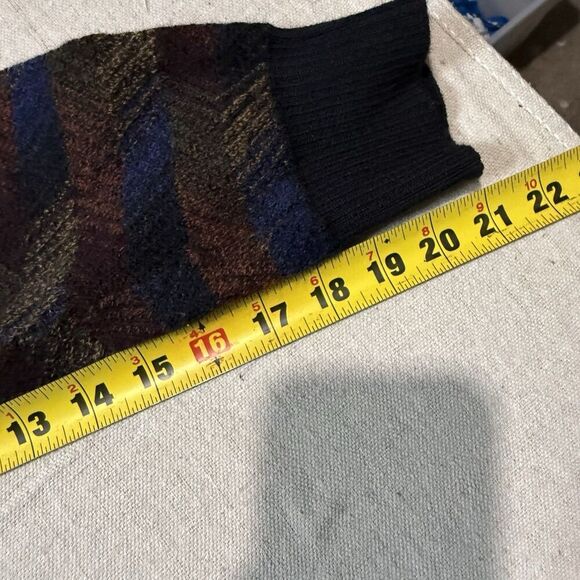 Vintage Hamer Reed Merino Wool Sweater Mens XL Suede Elbow Patch Navy Burgundy - Picture 7 of 7